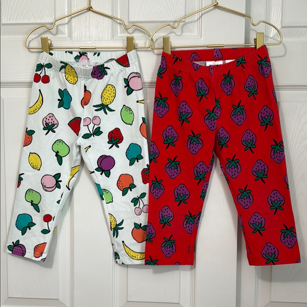 Hanna Andersson Colorful Fruit & Strawberries Capri Leggings - Red and White